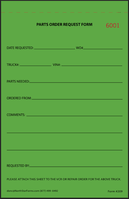 Form #209 <br> 50 booklets per case <br> 20 2-part forms per booklet <br> $269.95/case